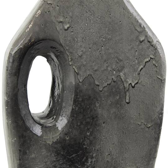 Gray Paper Mache Marble Inspired Decorative Vase with Cutout Handle